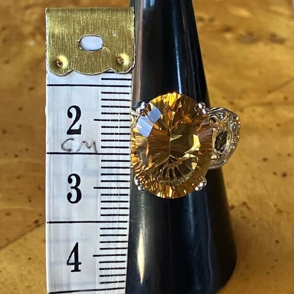 Natural Brazilian Citrine Sterling Silver Cocktail Ring Size 7 - Picture 7 of 9